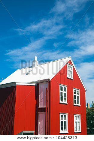 Red house in Reykjavik