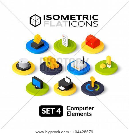 Isometric flat icons set 4