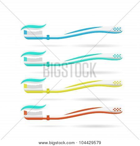 Realistic Toothbrushes With Toothpaste