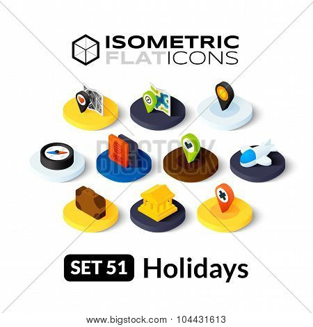 Isometric flat icons set 51