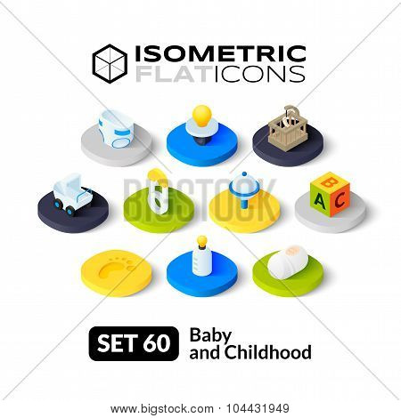 Isometric flat icons set 60