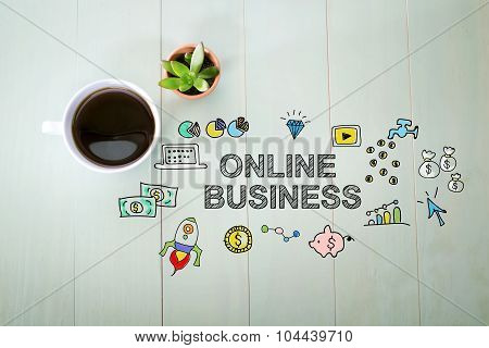 Online Business Concept With A Cup Of Coffee