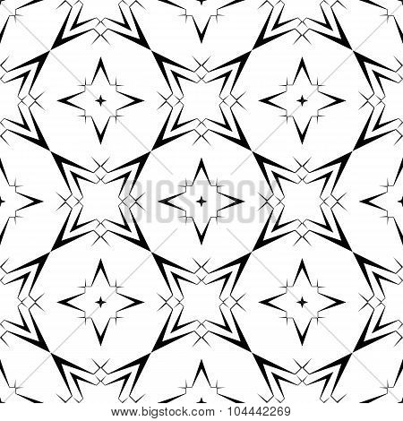 Abstract Black And White Seamless Vector Pattern With Stars.