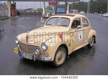 CHELYABINSK REGION, RUSSIA - JUNE 19: Peugeot 203 (No. 6) on display at Motor race Hamburg-Shanghai on June 19, 2006 in Chelyabinsk region, Russia.