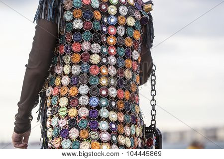 Models Walk An During  Outdoor Fashion Show With Clothing Made Out Of Recycled Materials Was Held In