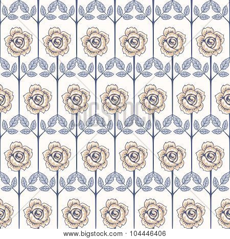 Seamless Vintage Rose Pattern.
