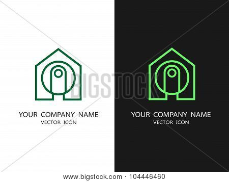 Set Of Logos Cctv Security Systems. House And Video Camera.