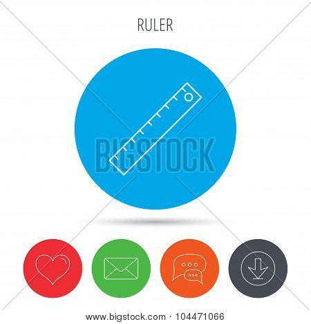 Ruler icon. Straightedge sign.