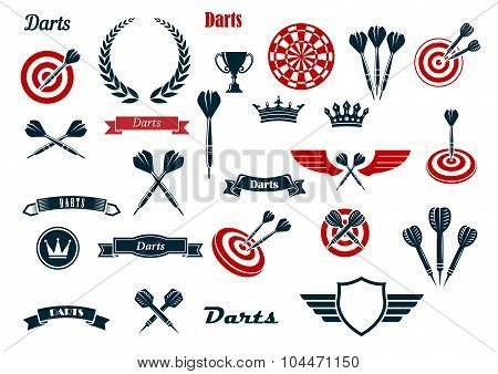 Darts game ditems and heraldic elements