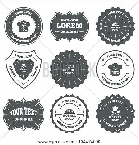 Kosher food product icons. Natural meal symbol.