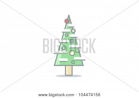 Christmas line tree. Stock vector.