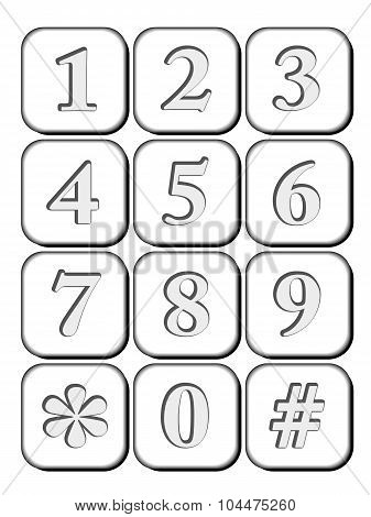 3D Icon Number Engraved For Telephone