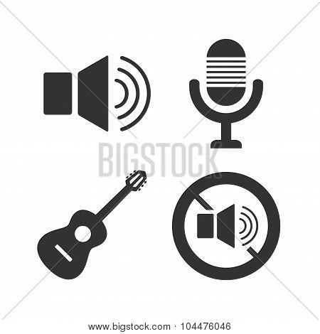 Musical elements icon. Microphone, Sound speaker