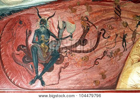 The Purgatory On A Mural. Tismana, Romania
