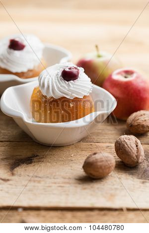 Walnut stuffed apples or tufahije, Bosnian dessert