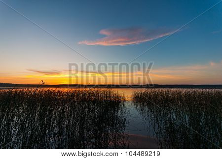 Yellow sunset with cloud