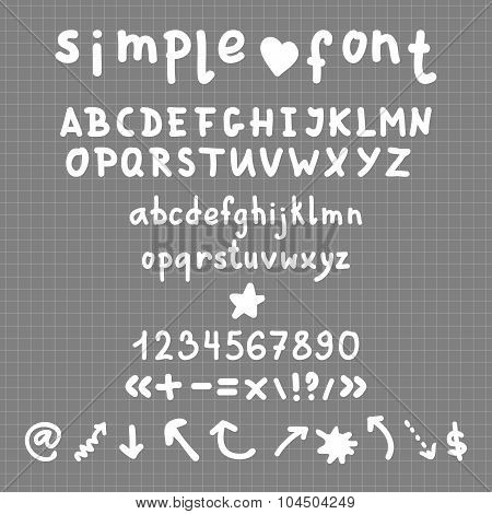 Vector Simple Hand Drawn Full Alphabet and signs