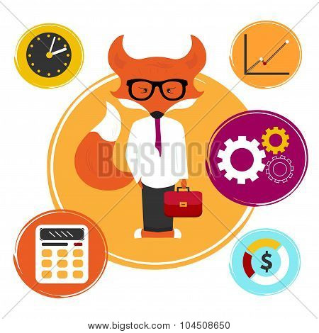 Business fox  with business bag