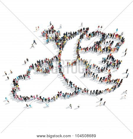 people  shape moon cloud