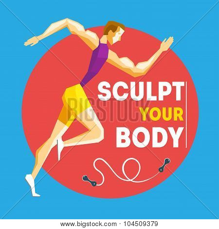 Running man with motivate text