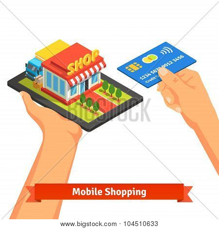 Mobile supermarket internet commerce concept