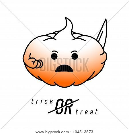 Illustration of a pumpkin with a knife and an inscription Trick Or Treat