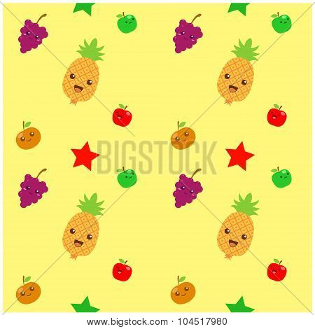 Fruit cartoon pattern illustration yellow version