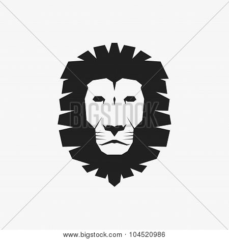 Black Lion Head Icon. Vector Illustration