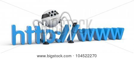 Cute robot spider and WWW text