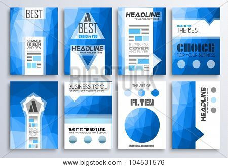 Set of Brochure, Flyers and layout templates for you projects. Ideal to use for brochures template, book cover, magazine fron page and generic printed material.