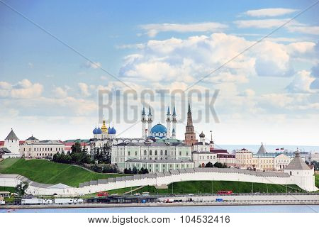 Kazan, Republic Of Tatarstan, Russia. View Of The Kazan Kremlin With: Presidential Palace, Soyembika