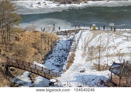 Frozen river for trekking activities