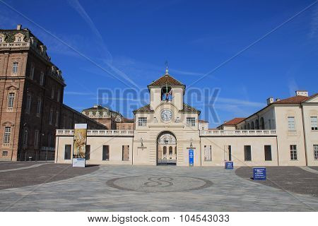 VENARIA REALE, IT - AUGUST 20, 2015: Facade of Venaria Reale Palace