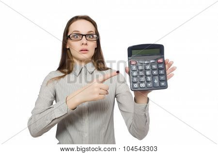Woman in business concept isolated on white