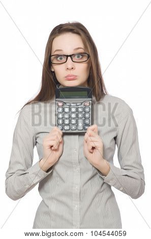 Woman in business concept isolated on white