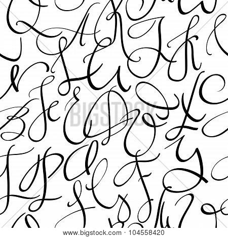 Handwritten Pointed Pen Font Seamless Pattern