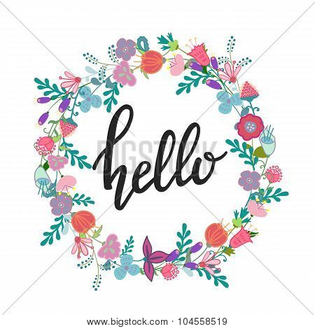 Hand Drawn Flowers Wreath