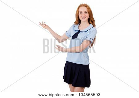 Schoolgirl isolated on the white