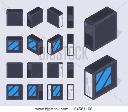 Isometric black PC cases