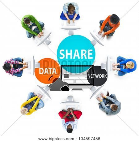 Share Data Network Sharing Social Network Connection Concept