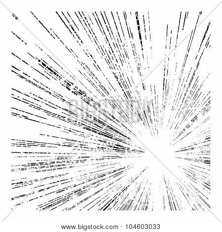 Illustration Vector Abstract Speed Motion Black Lines ,with Circle In The Middle, Grunge Stamp Style