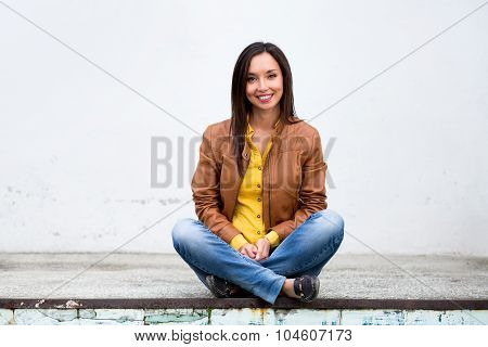 Portrait Of A Young Beautiful Girl In The Urban Landscape.