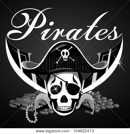 Pirate theme with skull and swords illustration