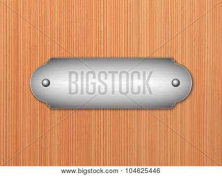 Vector Metal Nameplate On The Wooden Door