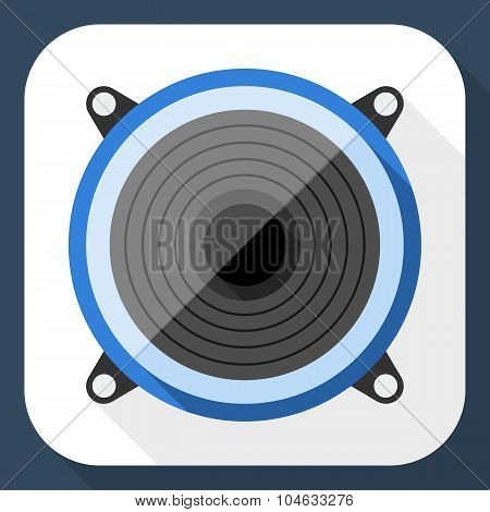 Sound Speaker Flat Icon With Long Shadow