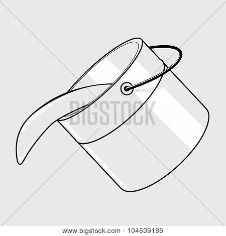 Black line vector bucket illustration