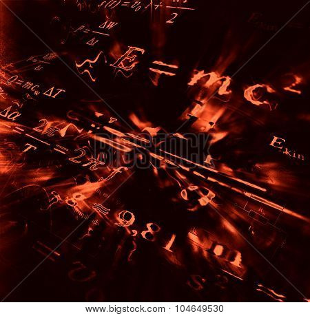 Image Of Physical Technology Abstract Background. Science Wallpaper With School Physics Formulas And
