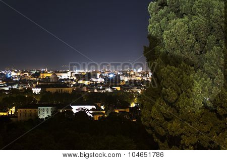 Panorama Of Rome At Night From Gianicolo