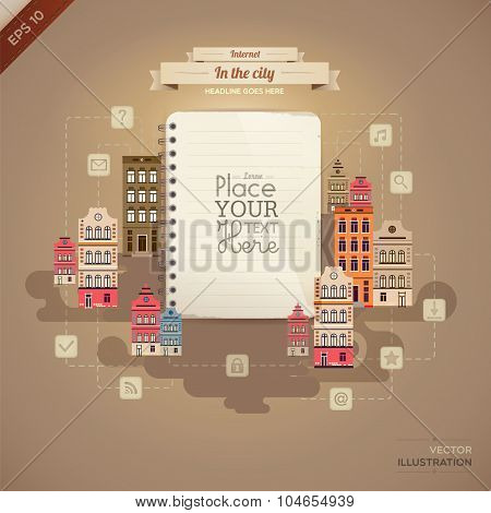Vintage paper on retro background.