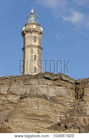 Lighthouse In Ponta Dos Capelinhos. Faial Island. Azores Archipelago. Portugal